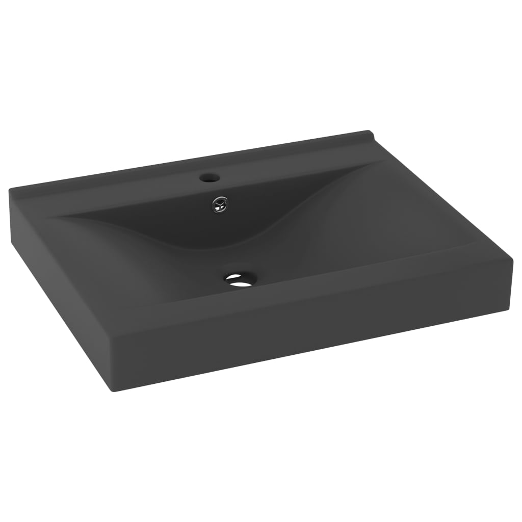 Vidaxl Washbasin con foro di rubinetto 60x46 cm in ceramica grigio scuro Matt