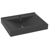 Vidaxl Washbasin z luknjo iz pipe 60x46 cm keramika Matt temno siva