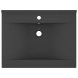 Vidaxl wastafel met kraangat 60x46 cm keramiek mat donkergrijs