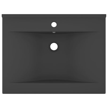 Vidaxl wastafel met kraangat 60x46 cm keramiek mat donkergrijs