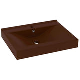 Vidaxl wastafel met kraangat 60x46 cm keramiek mat donkerbruin