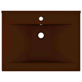 Vidaxl wastafel met kraangat 60x46 cm keramiek mat donkerbruin