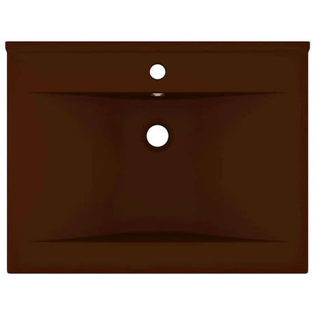 Vidaxl wastafel met kraangat 60x46 cm keramiek mat donkerbruin