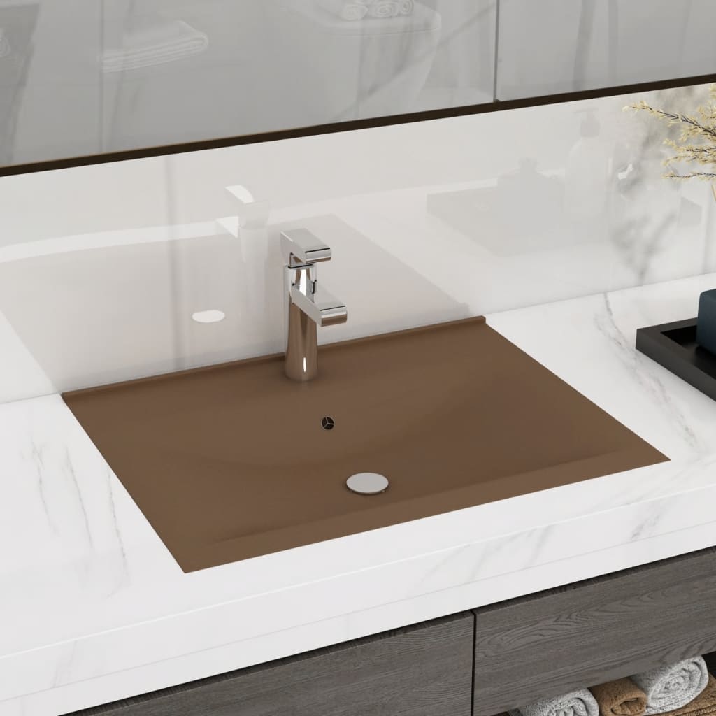 Vidaxl Washbasin z otworem z kranu 60x46 cm krem ​​ceramiczny