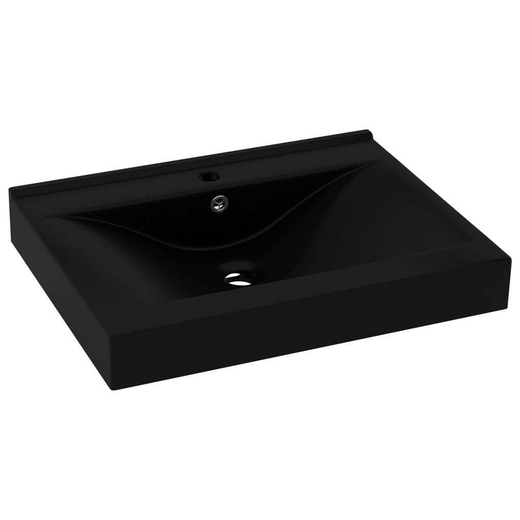 Vidaxl Washbasin con foro di rubinetto 60x46 cm ceramico opaco nero