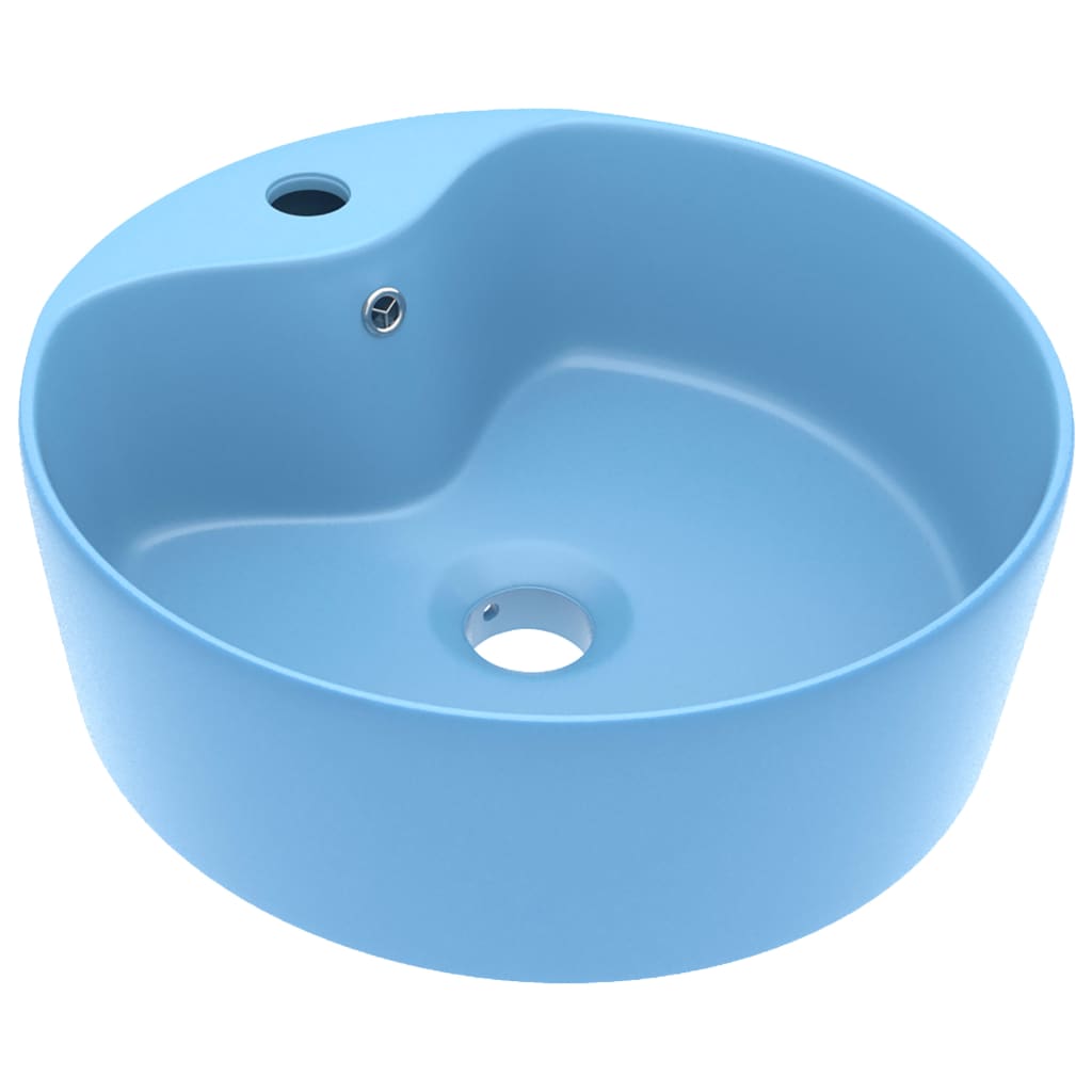 Vidaxl Washbasin con aterrizaje de 36x13 cm de cerámica mate azul claro