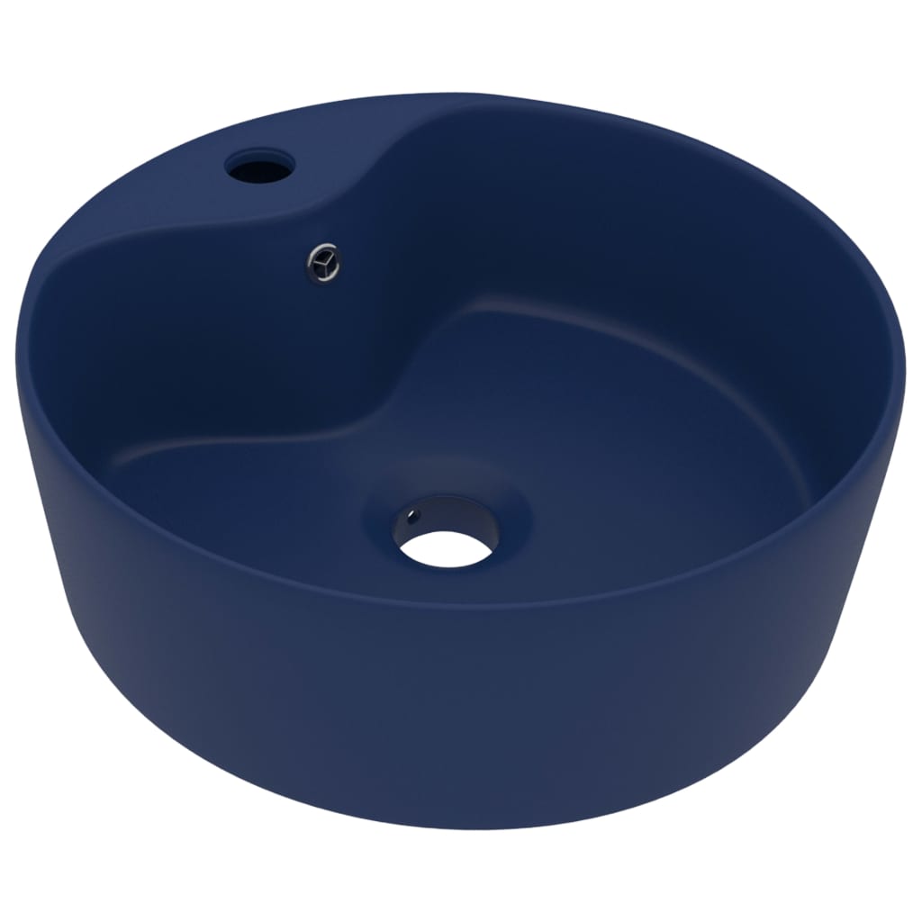 Vidaxl Washbasin z pristaniščem 36x13 cm keramika Matt temno modra