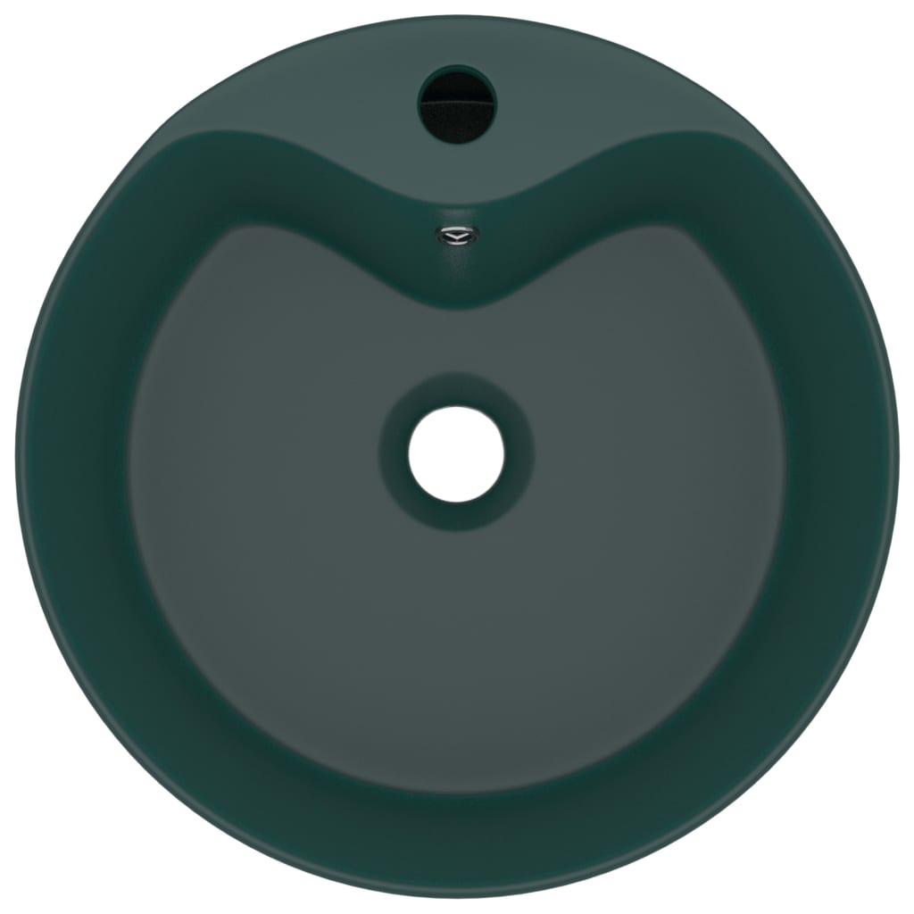 Vidaxl Washbasin con atterraggio 36x13 cm ceramico Matt scuro verde