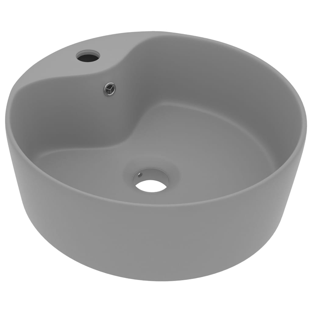 Vidaxl Washbasin z pristaniščem 36x13 cm keramika matt svetlo siva