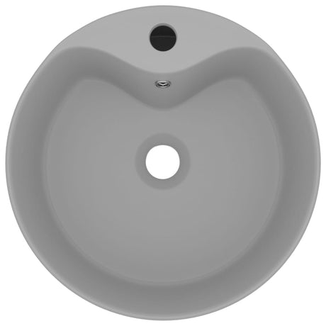 Vidaxl wastafel met overloop 36x13 cm keramiek mat lichtgrijs