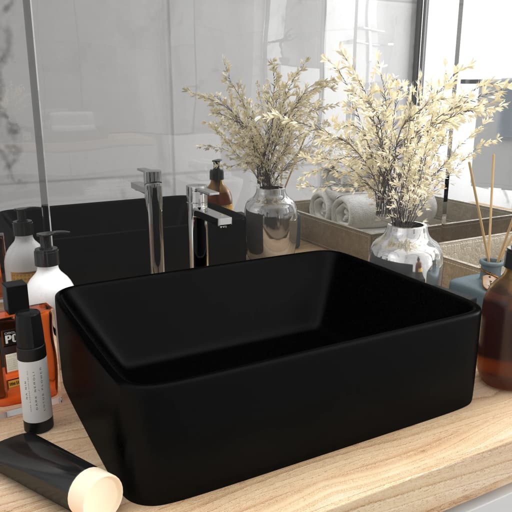 Vidaxl Washbasin 41x30x12 CM Ceramic Matte Negro