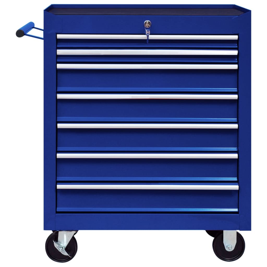 Vidaxl Tool Trolley con 7 cajones azules