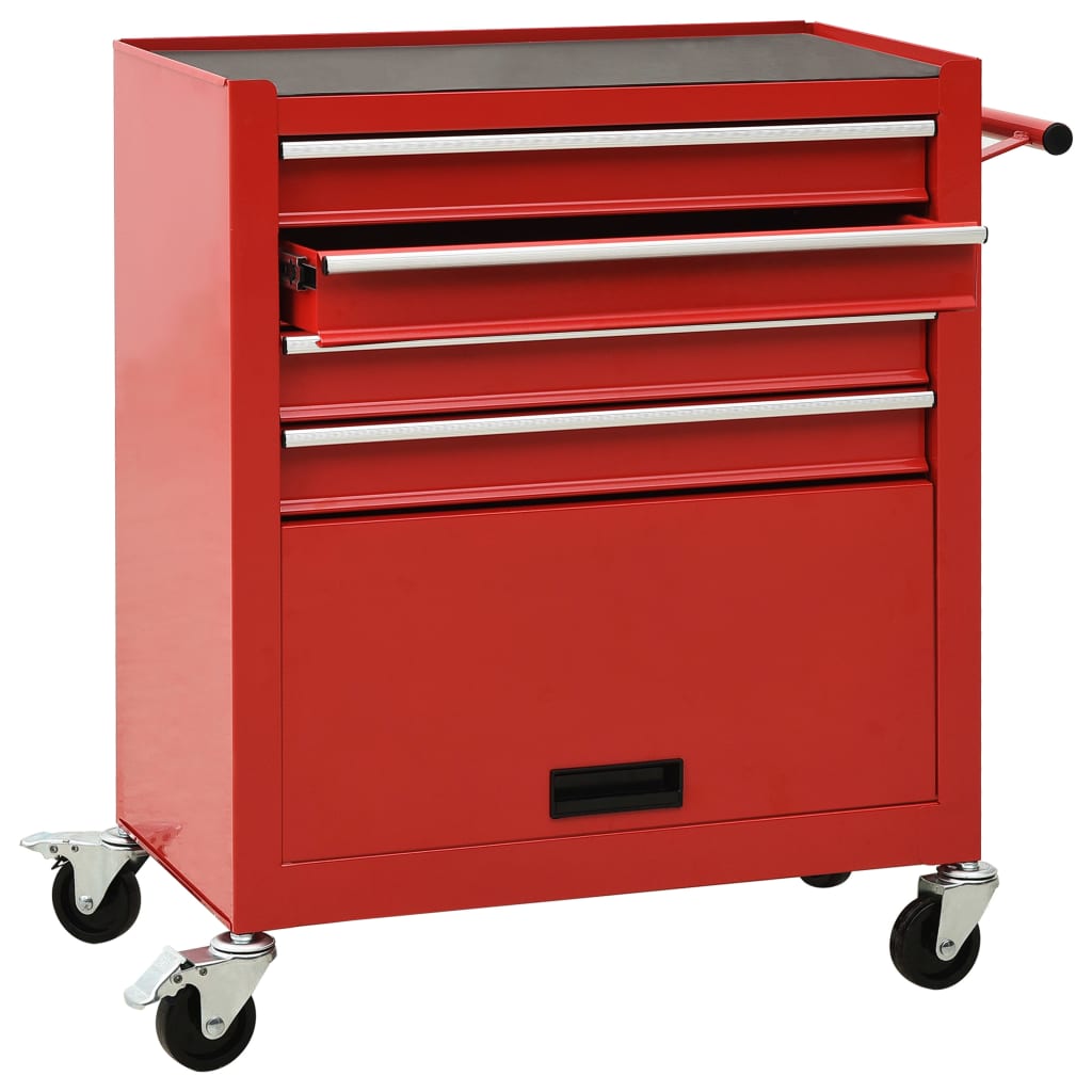 Vidaxl Tool Trolley con 4 cassetti di rosso in acciaio