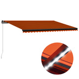 Bidaxl Luifel manuellt utdragbar med LED 500x300 cm orange och brun