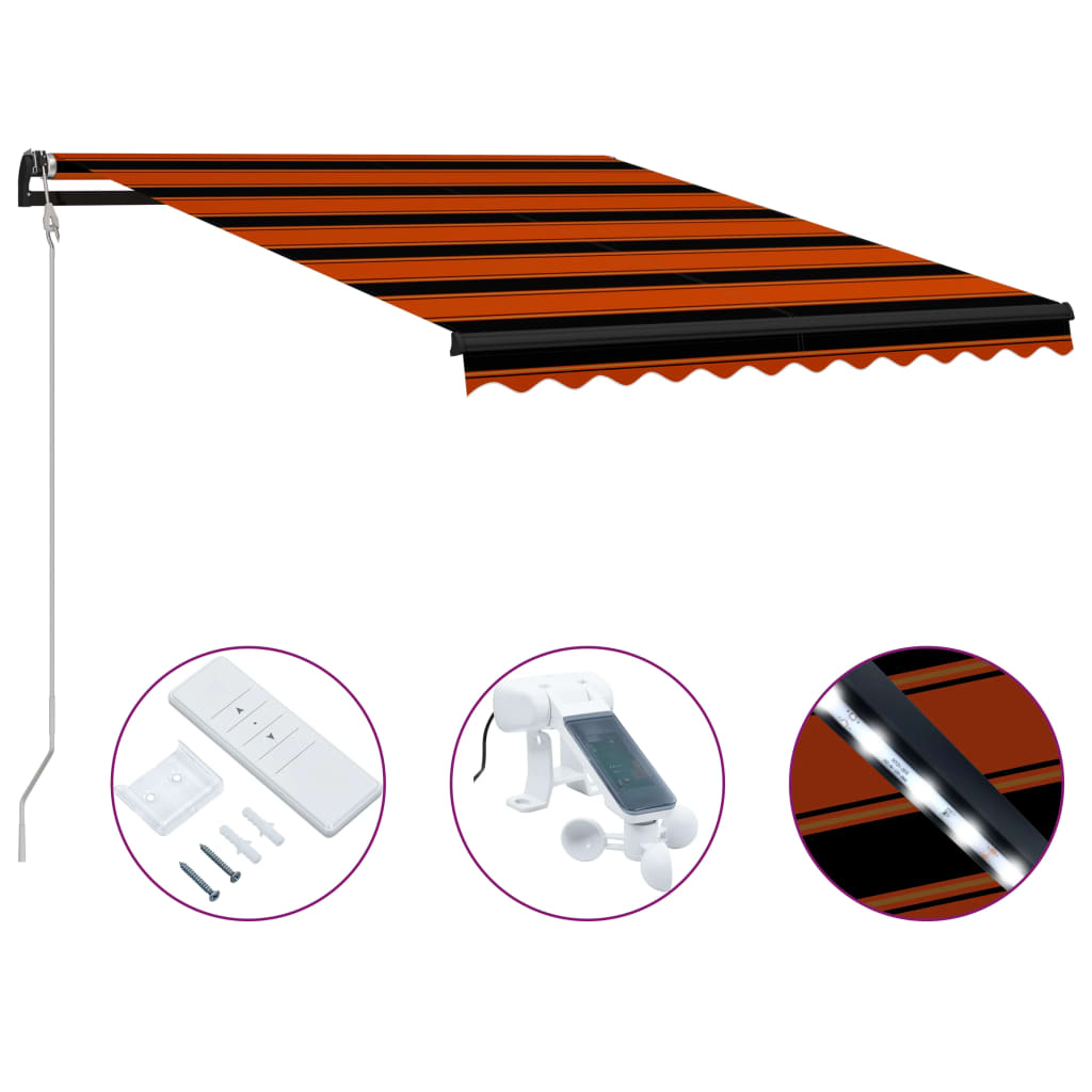 Vidaxl Luifel verlängeren mat Wandsensor Lader 300x250 cm orange brong