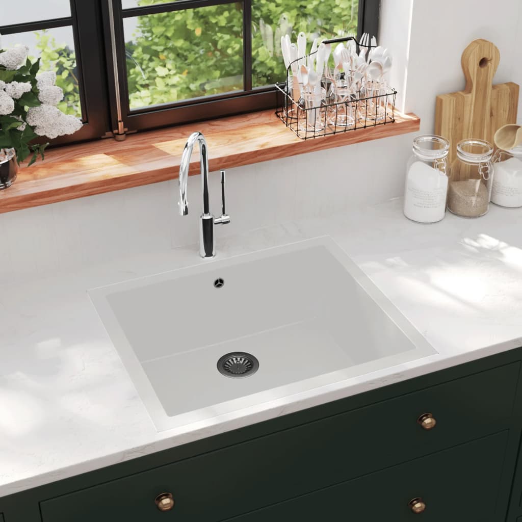 Vidaxl sink with overflow hole Granite white