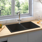 Vidaxl keukenwasbak zwart 76 x 48 x 30 cm kwarts en hars