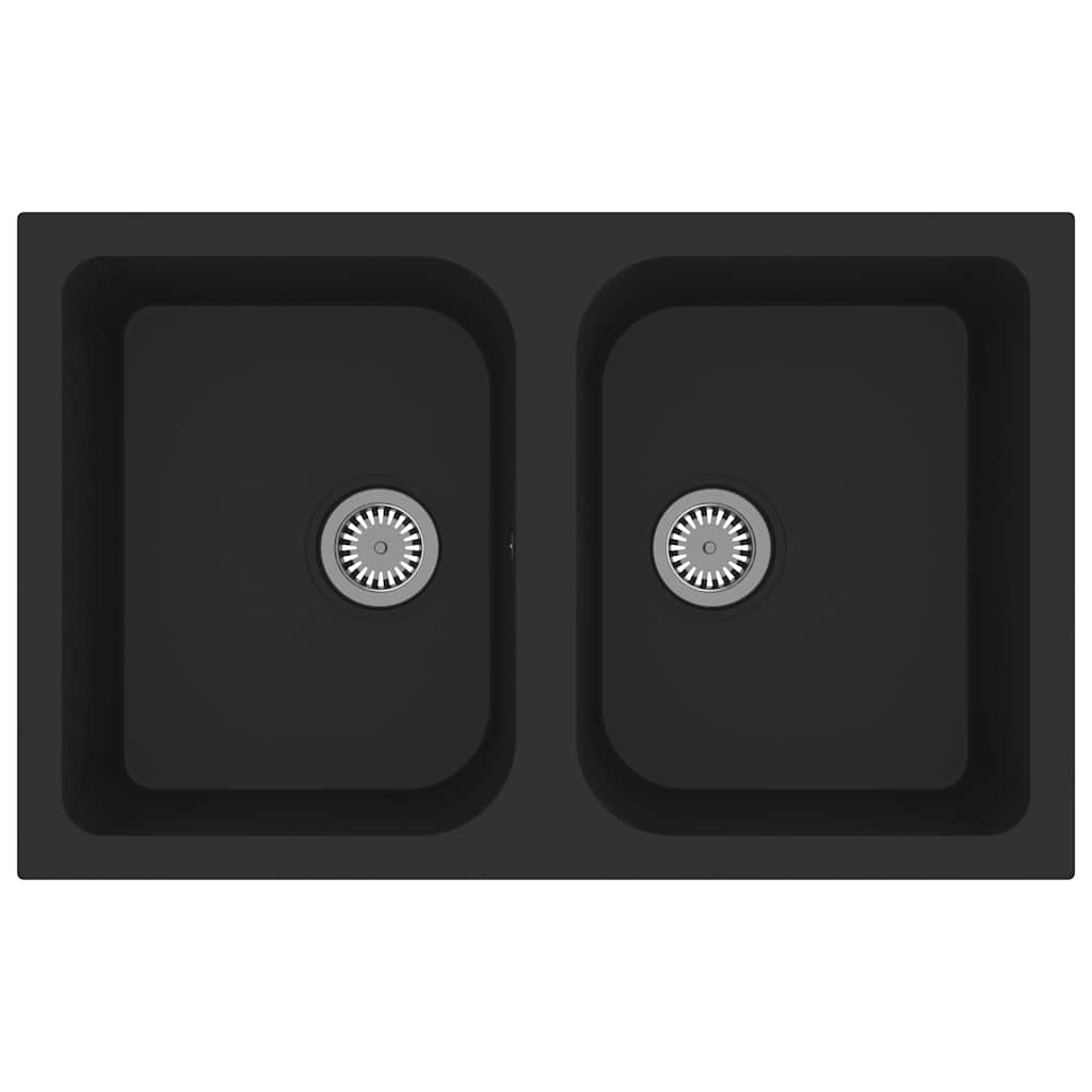 Vidaxl keukenwasbak zwart 76 x 48 x 30 cm kwarts en hars