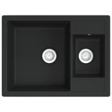 Vidaxl Sink Double Bins Med Overflow Hole Granite Black