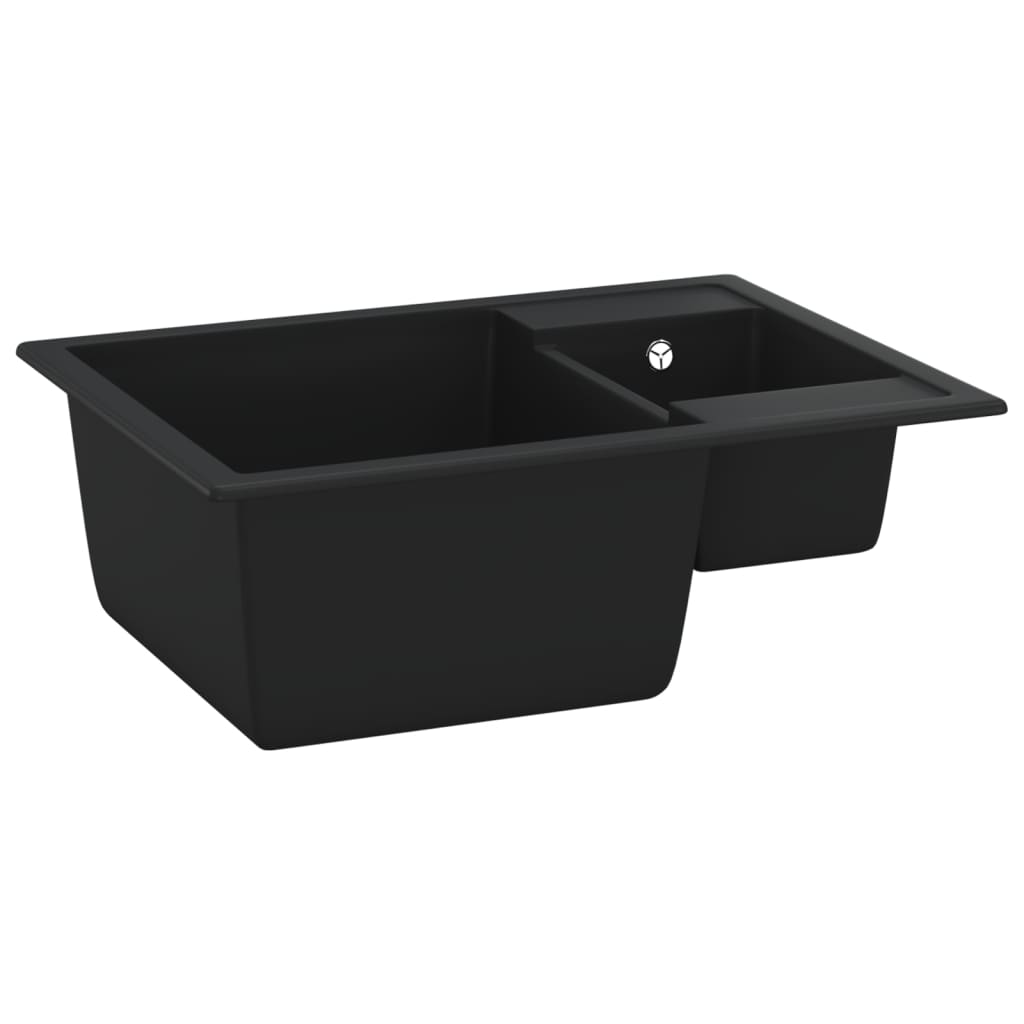 Vidaxl sink double bins with overflow hole Granite black