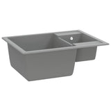 Vidaxl sink double bins with overflow hole granite gray