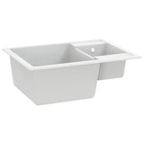 Vidaxl sink double bins with overflow hole Granite white