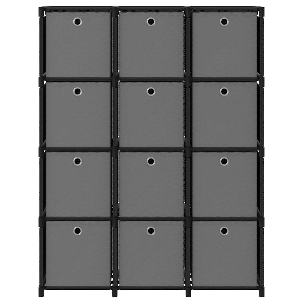 Vidaxl kast met 12 vakken met boxen 103x30x141 cm stof zwart
