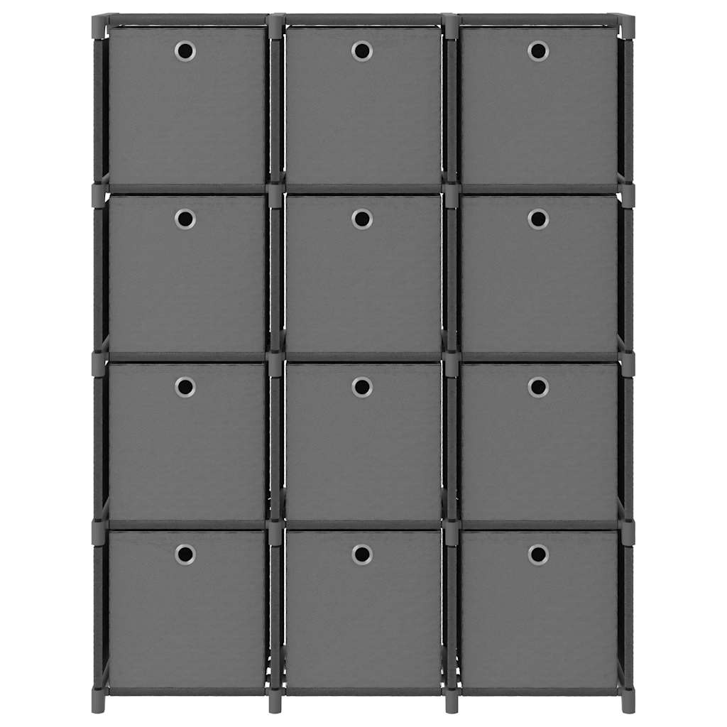 Vidaxl kast met 12 vakken met boxen 103x30x141 cm stof grijs