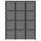 Vidaxl kast met 12 vakken met boxen 103x30x141 cm stof grijs
