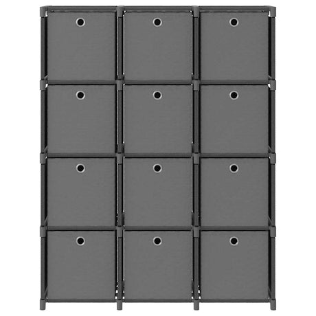 Vidaxl kast met 12 vakken met boxen 103x30x141 cm stof grijs