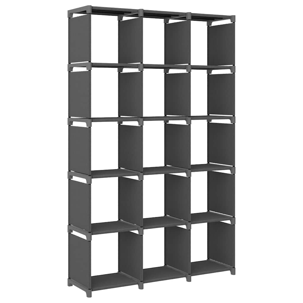 Vidaxl kast met 15 vakken 103x30x175,5 cm stof grijs