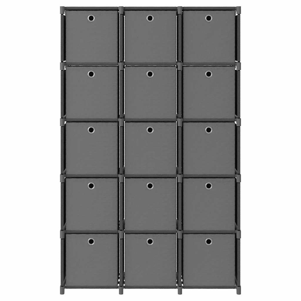 Vidaxl kast met 15 vakken met boxen 103x30x175,5 cm stof grijs
