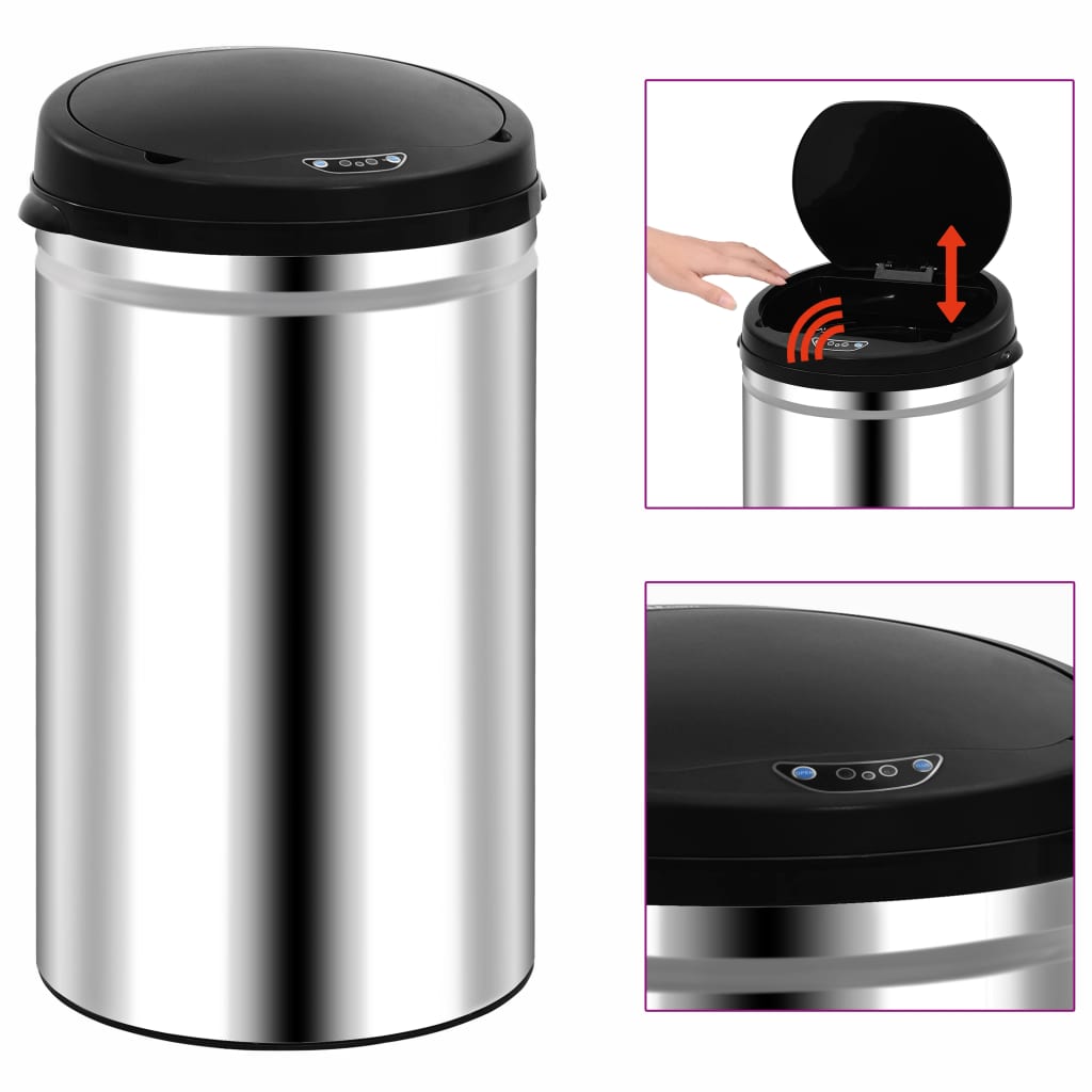 Vidaxl Trash Can con un sensor automático de 40 L de acero inoxidable