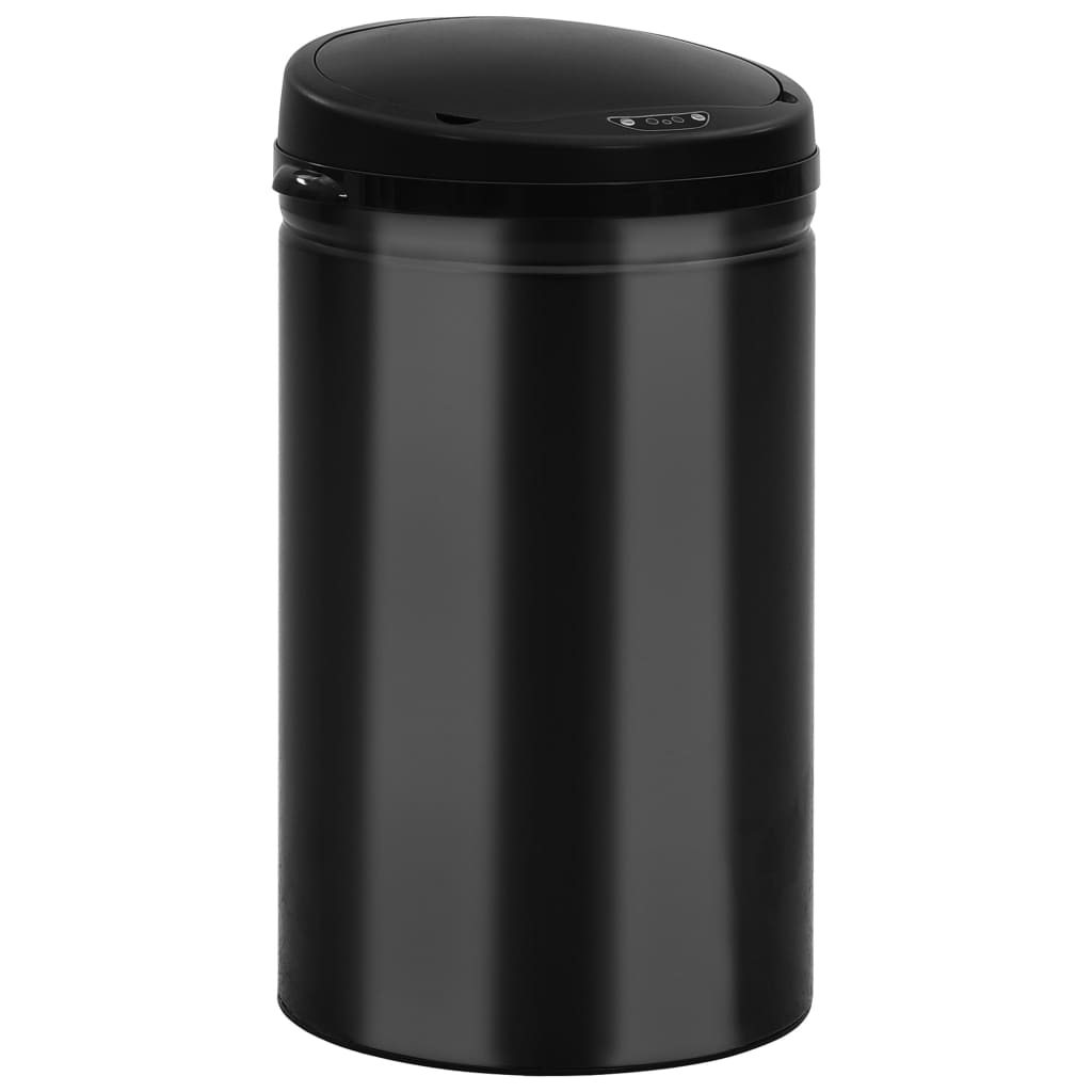 VidaXL Trash can with automatic sensor 40 l carbon steel black