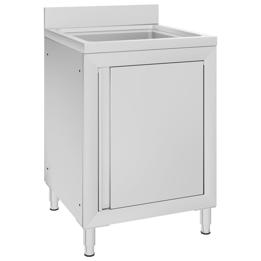 Vidaxl Washbasin Kabinet Kommerciel 60x60x96 cm rustfrit stål