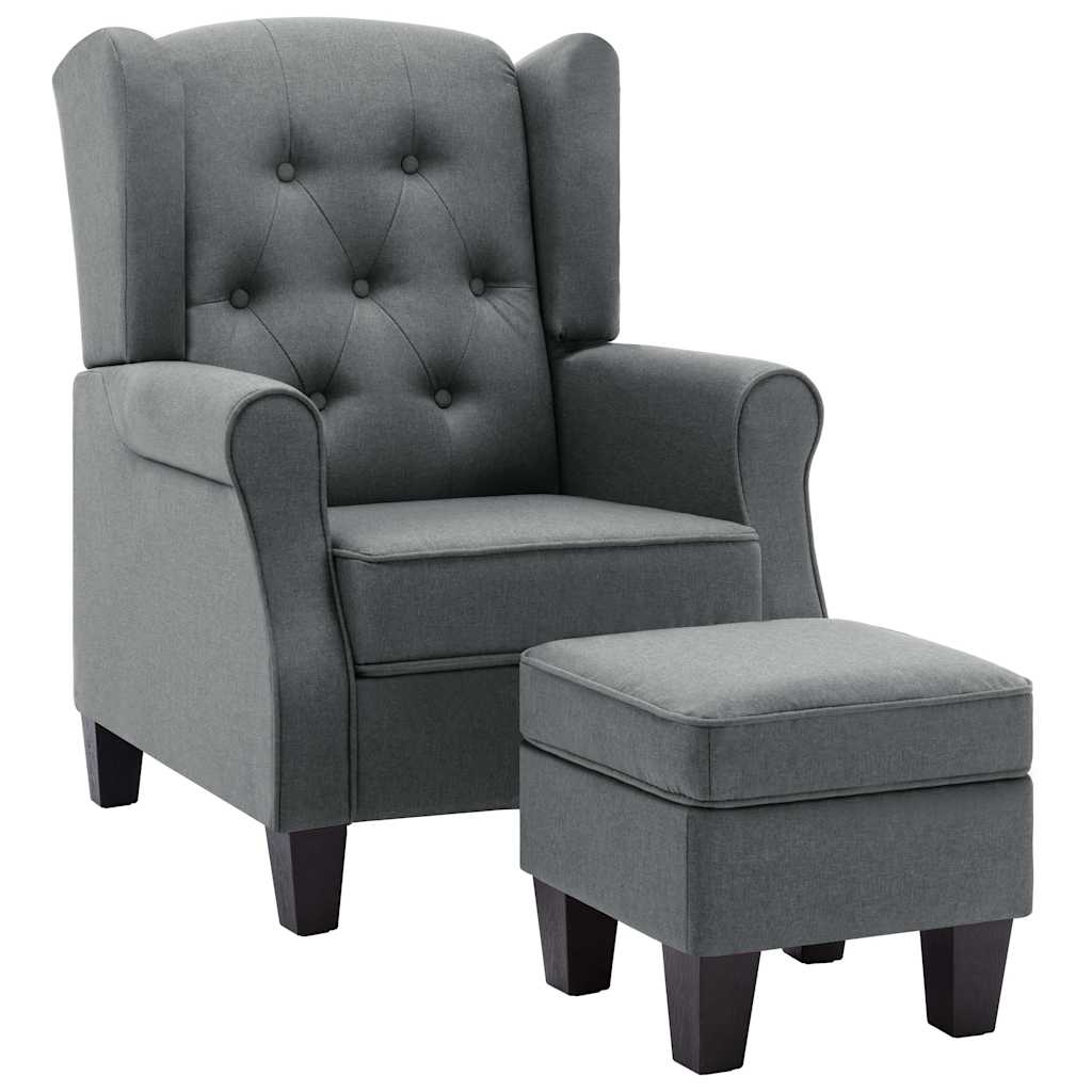 Vidaxl fauteuil met voetenbankje stof lichtgrijs