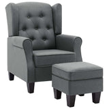Vidaxl fauteuil met voetenbankje stof lichtgrijs