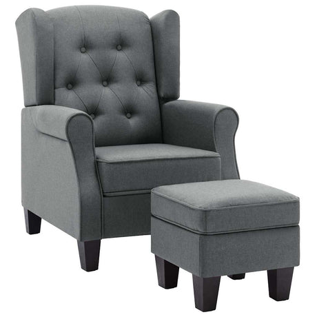 Vidaxl fauteuil met voetenbankje stof lichtgrijs