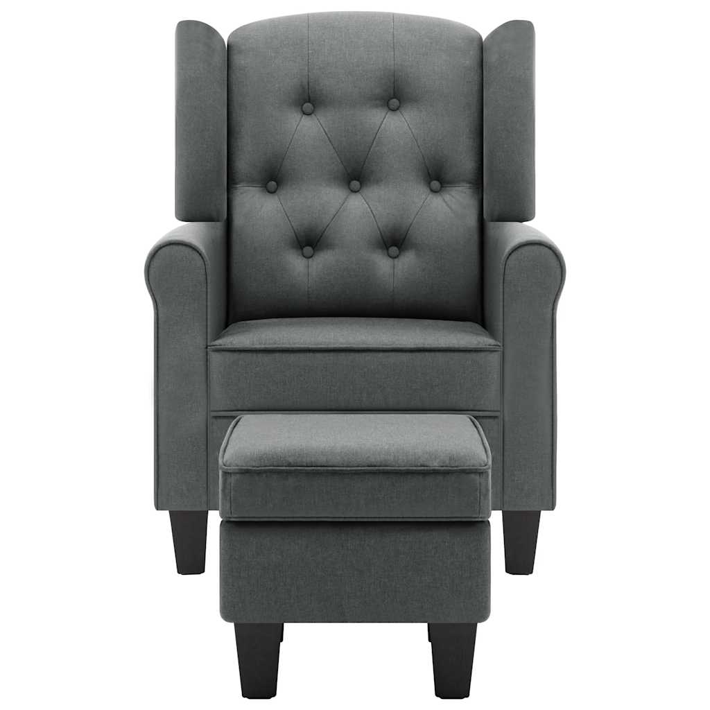 Vidaxl fauteuil met voetenbankje stof lichtgrijs