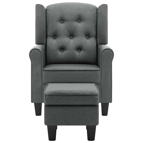 Vidaxl fauteuil met voetenbankje stof lichtgrijs