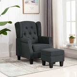 Vidaxl fauteuil met voetenbankje stof donkergrijs