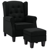 Vidaxl fauteuil met voetenbankje stof zwart