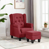 Vidaxl fauteuil met voetenbankje stof wijnrood