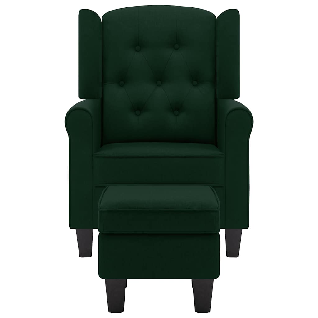 Vidaxl fauteuil met voetenbankje stof donkergroen