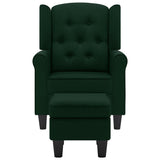 Vidaxl fauteuil met voetenbankje stof donkergroen