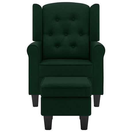 Vidaxl fauteuil met voetenbankje stof donkergroen
