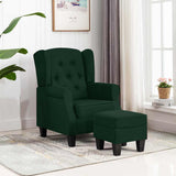 Vidaxl fauteuil met voetenbankje stof donkergroen