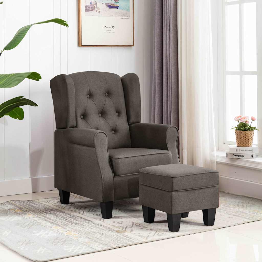 Vidaxl fauteuil met voetenbankje stof taupe