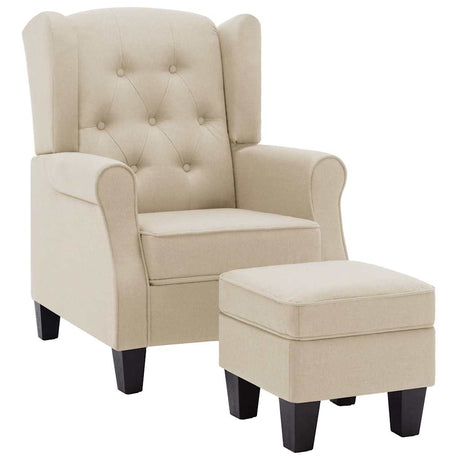 Vidaxl fauteuil met voetenbankje stof crèmekleurig