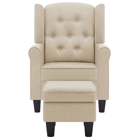 Vidaxl fauteuil met voetenbankje stof crèmekleurig